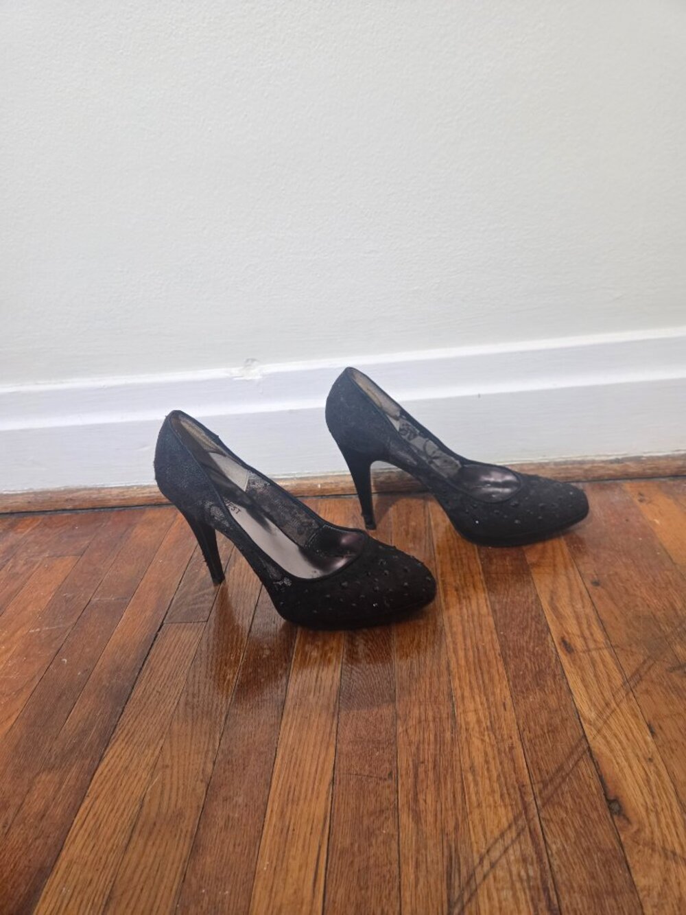 Nine West Black Mesh Studded Pumps